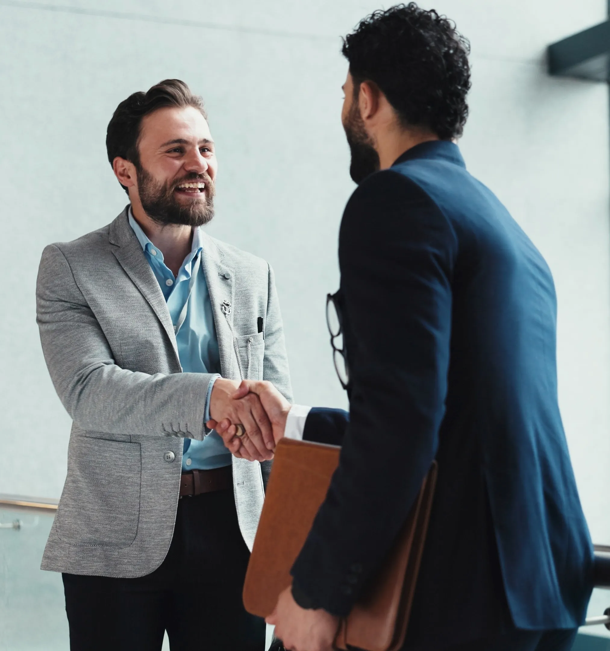 Business partners meeting with a tropical landscape view